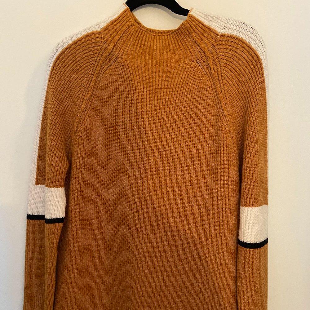 Orange, Black, White High-neck Women's Sweater